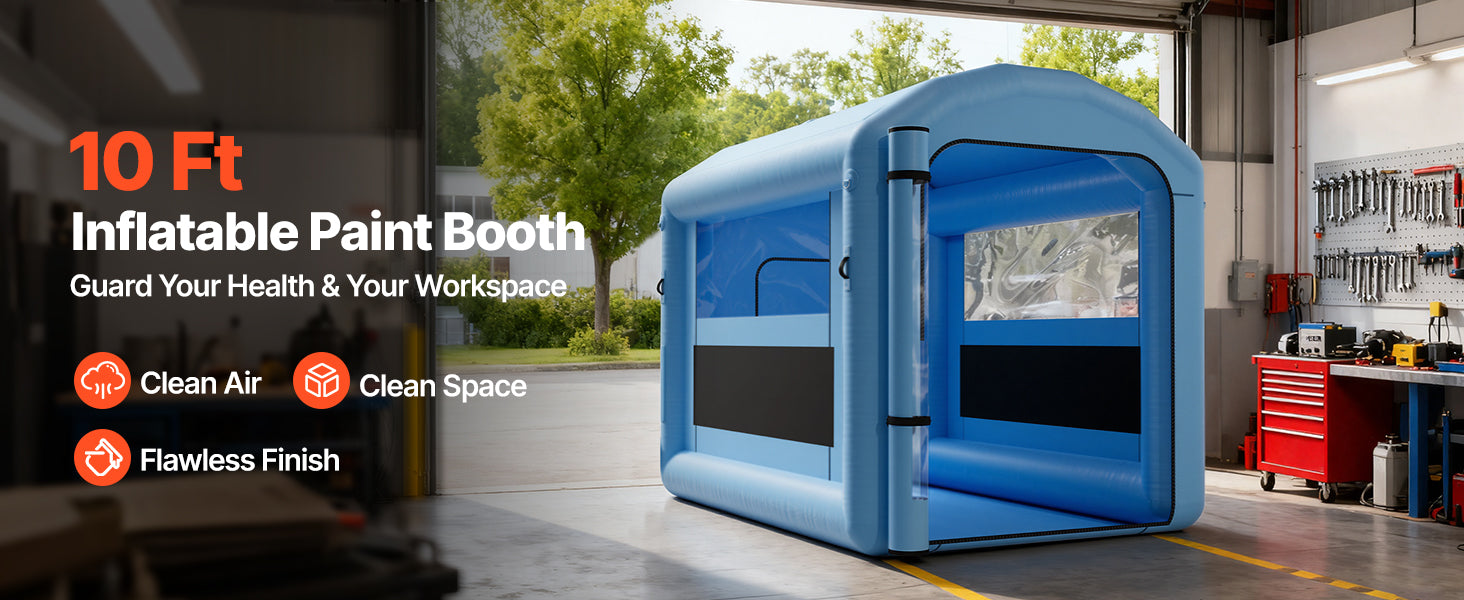 SucceBuy Inflatable Paint Booth Inflatable Spray Booth with Powerful Blower and Air Filter System Round Roof with Light Hook