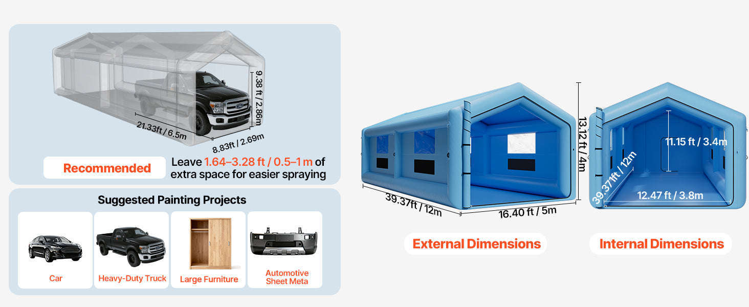 Inflatable Paint Booth with Blower and Air Filter System-E 12m x5m x4m / spain