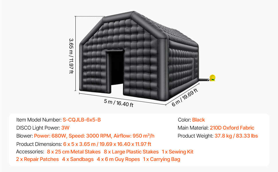 Inflatable Party Tent with Blower and Sandbags-8x6x4m White Dome / United States