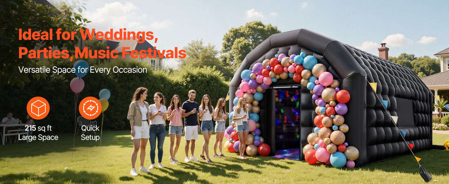 Inflatable Party Tent with Blower and Sandbags-8x6x4m White Dome / United States
