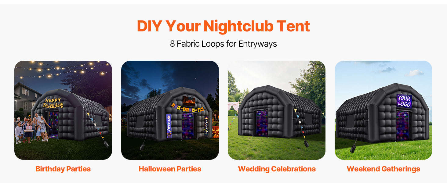 Inflatable Party Tent with Blower and Sandbags-8x6x4m White Dome / United States