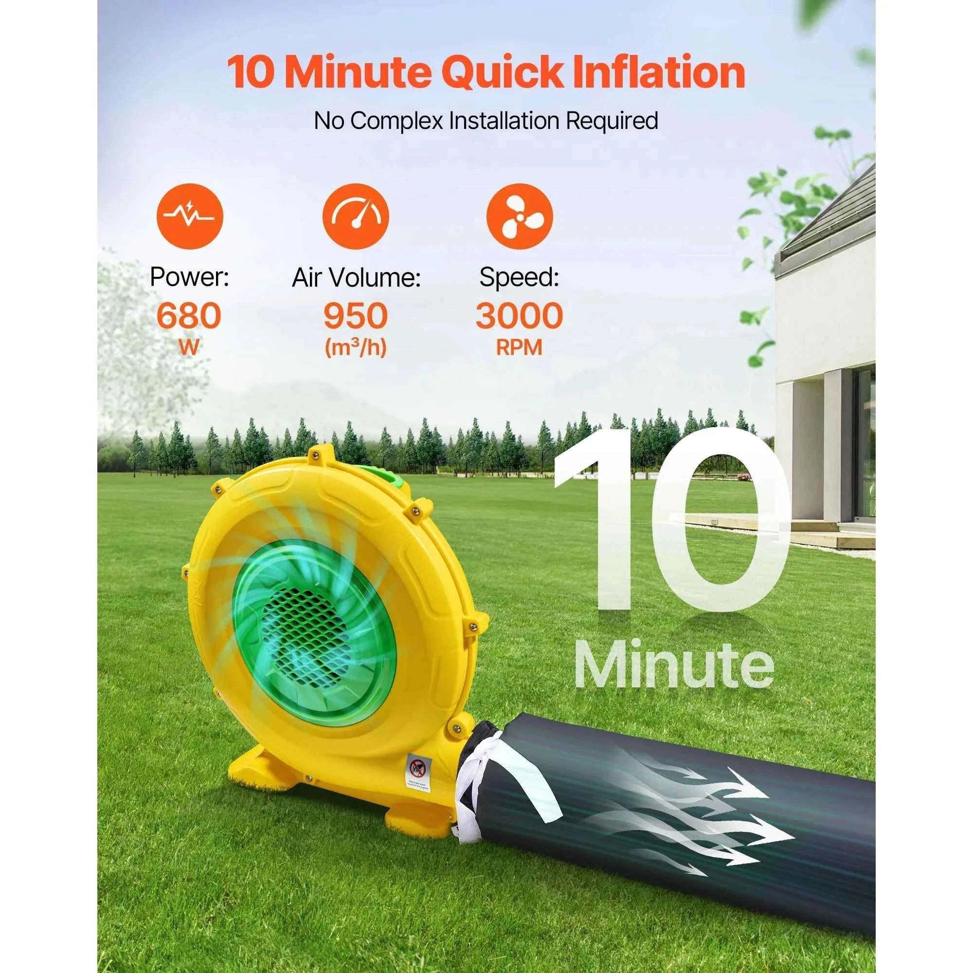 Inflatable Party Tent with Blower and Sandbags-8x6x4m White Dome / United States