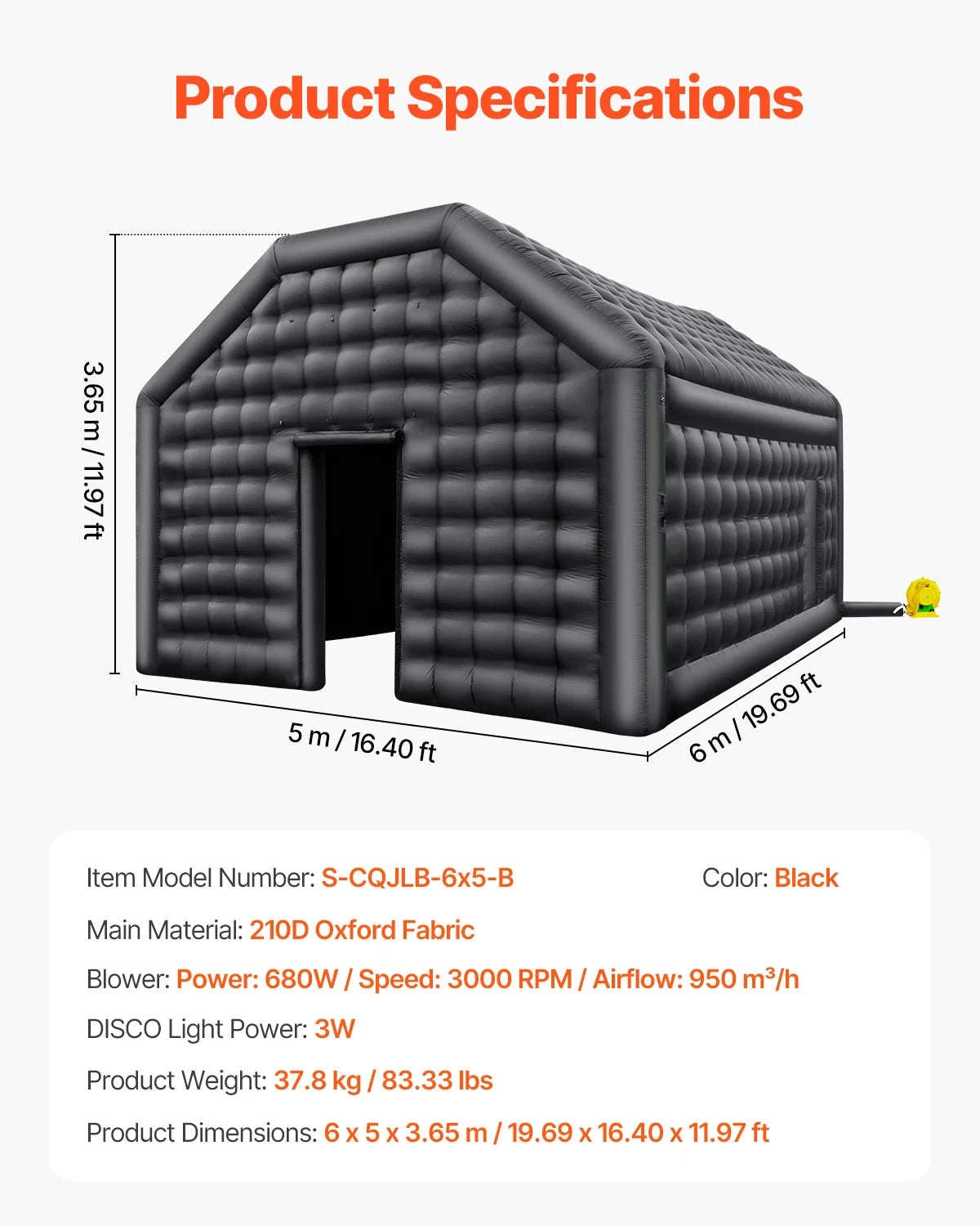 Inflatable Party Tent with Blower and Sandbags-8x6x4m White Dome / United States