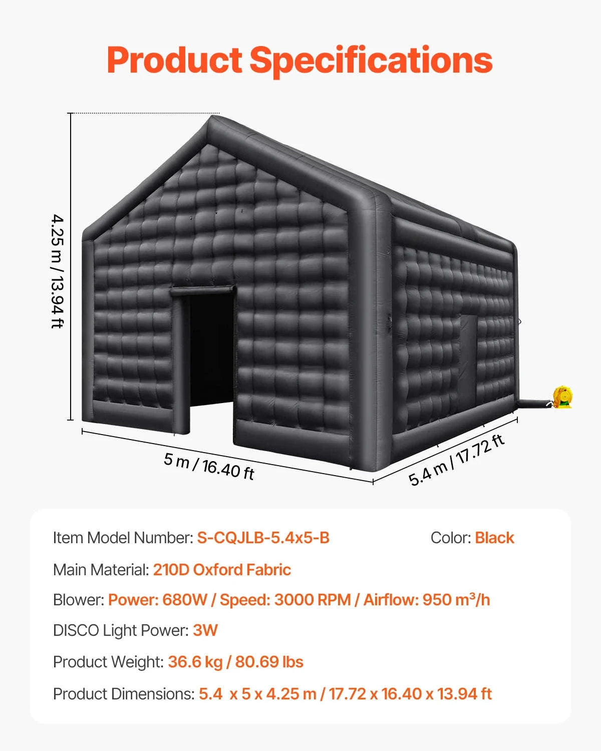 Inflatable Party Tent with Blower and Sandbags-8x6x4m White Dome / United States