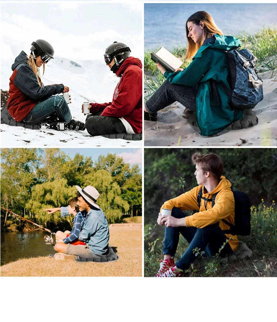 Inflatable Sitting Pad for Camping, Hiking and Backpacking-Black