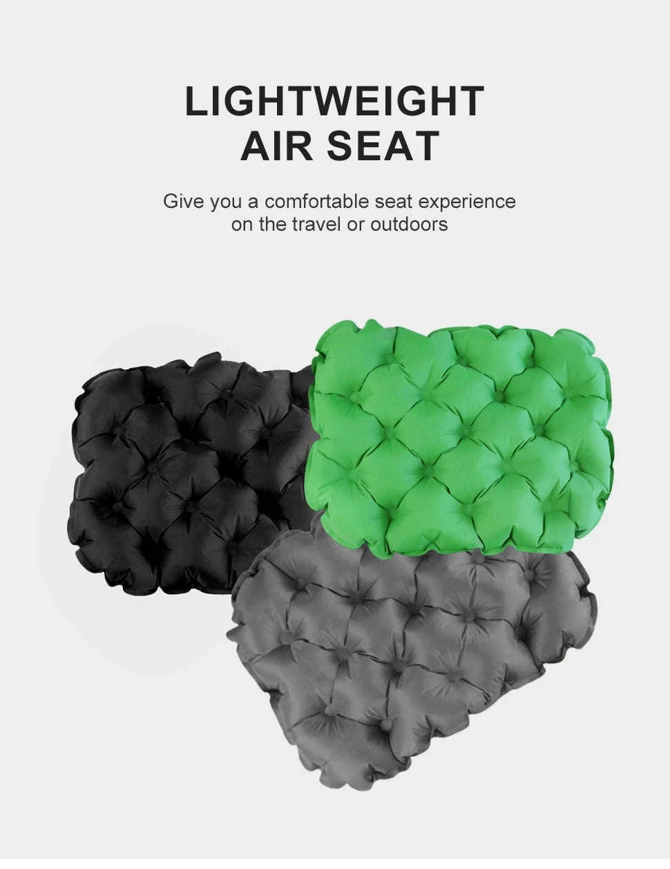 Inflatable Sitting Pad for Camping, Hiking and Backpacking-Black
