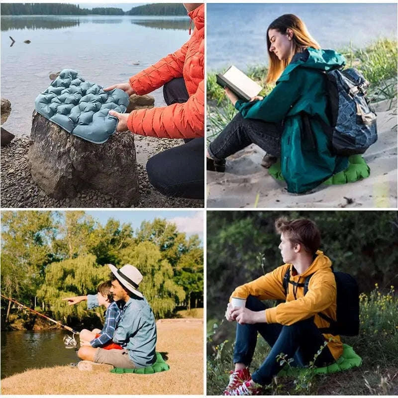 Inflatable Sitting Pad Ultralight Seat Cushion for Camping-Grey