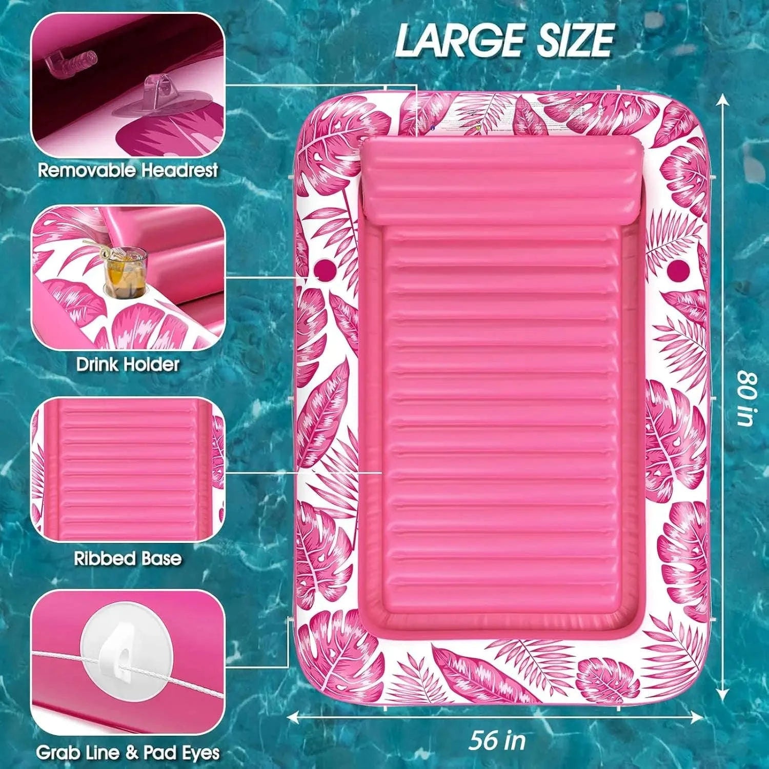 Inflatable Tanning Pool Lounger Float for Sunbathing and Cooling Off-United States