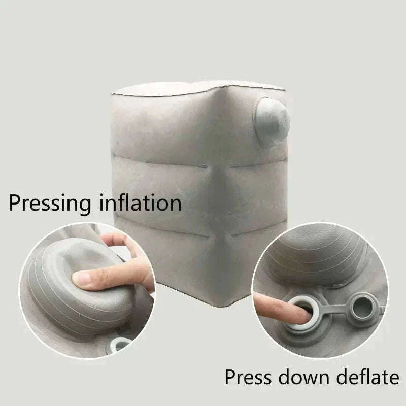 Inflatable Travel Footrest Pillow for Planes, Cars & Kids Comfort-3 layer-Blue