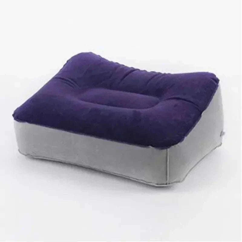 Inflatable Travel Footrest Pillow for Planes, Cars & Kids Comfort-3 layer-Blue