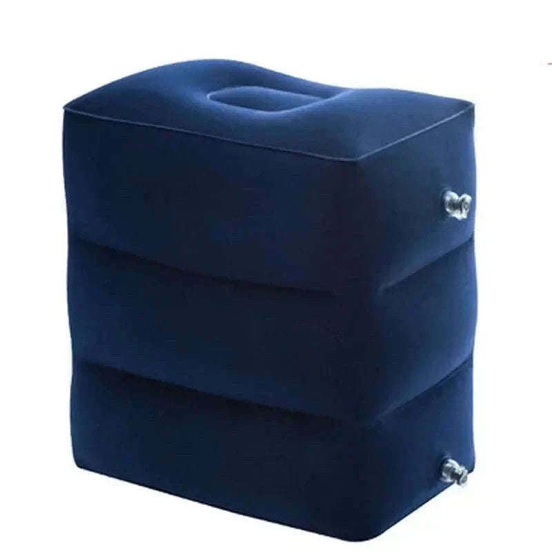 Inflatable Travel Footrest Pillow for Planes, Cars & Kids Comfort-3 layer-Blue