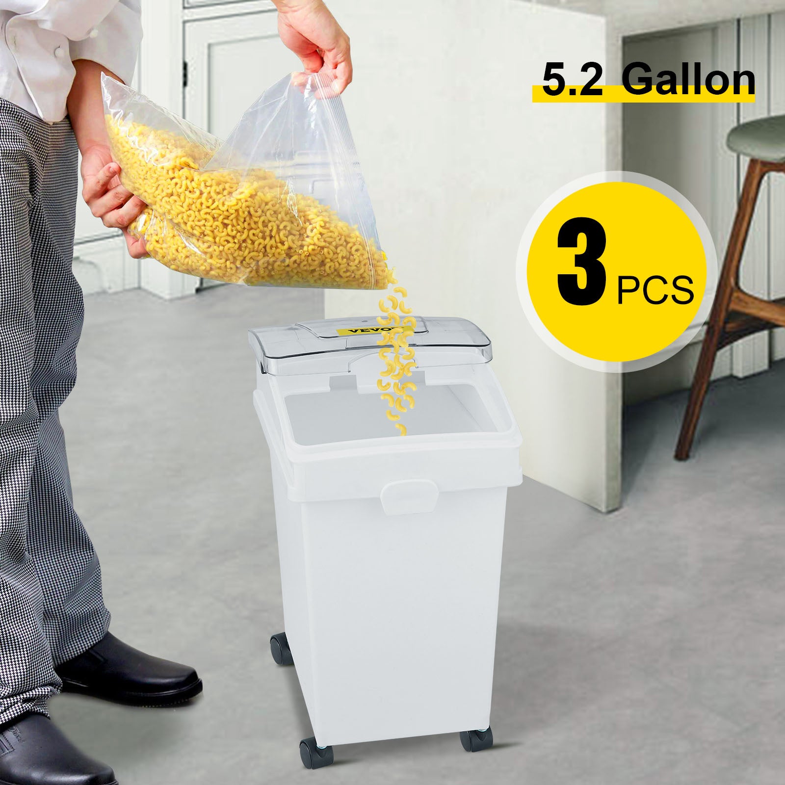 25L Ingredient Storage Bins with Wheels, Scoop & Sealed Lids