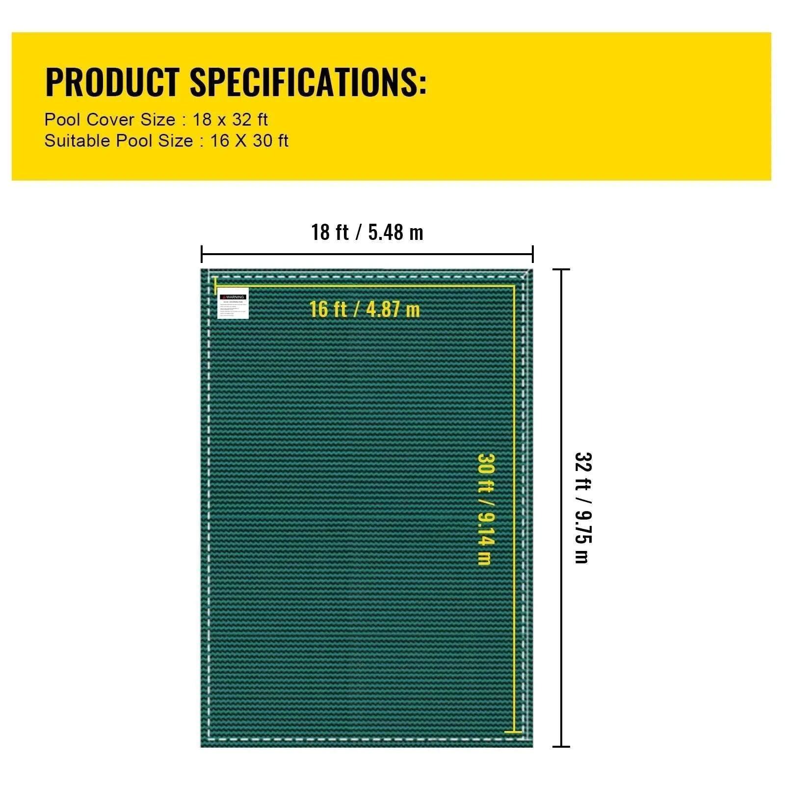 Inground Pool Safety Cover 16x28 ft Mesh Winter Protection-For 20x40ft Pool / france