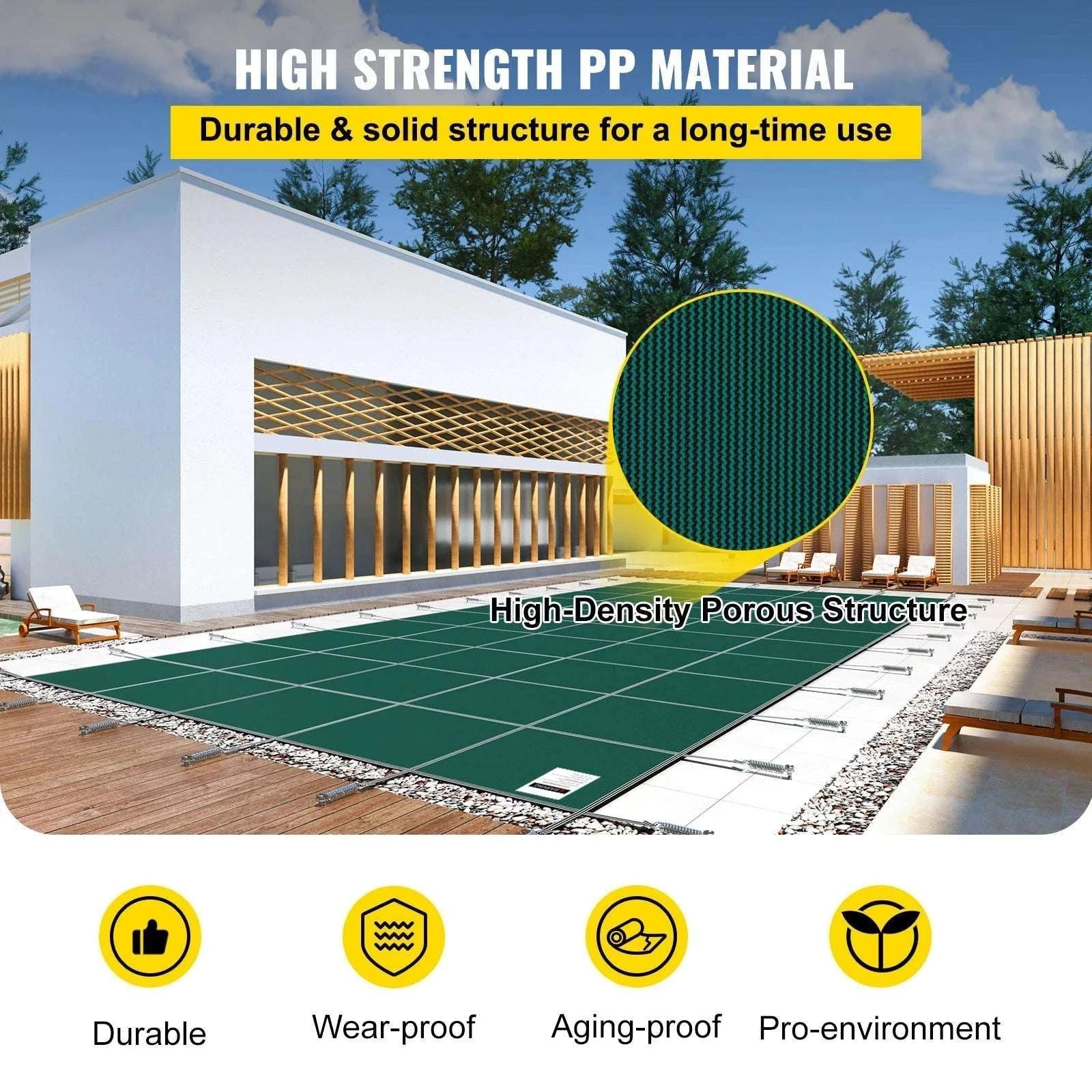 Inground Pool Safety Cover 16x28 ft Mesh Winter Protection-For 20x40ft Pool / france