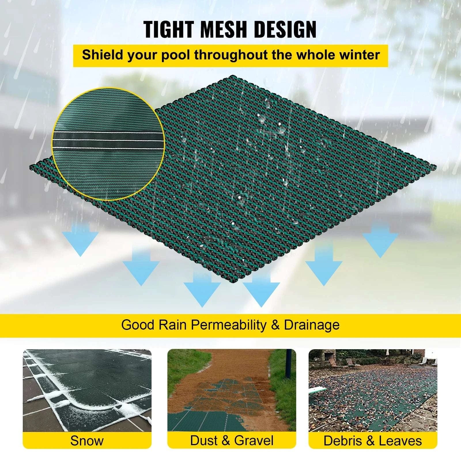 Inground Pool Safety Cover 16x28 ft Mesh Winter Protection-For 20x40ft Pool / france