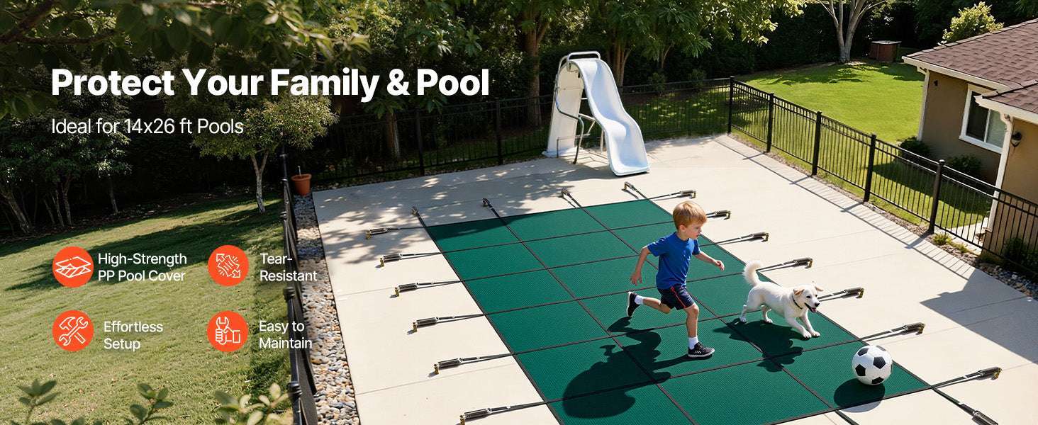 Inground Pool Safety Cover 16x28 ft Mesh Winter Protection-For 20x40ft Pool / france