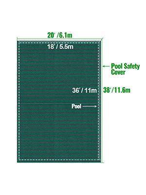 Inground Pool Safety Cover 16x28 ft Mesh Winter Protection-For 20x40ft Pool / france