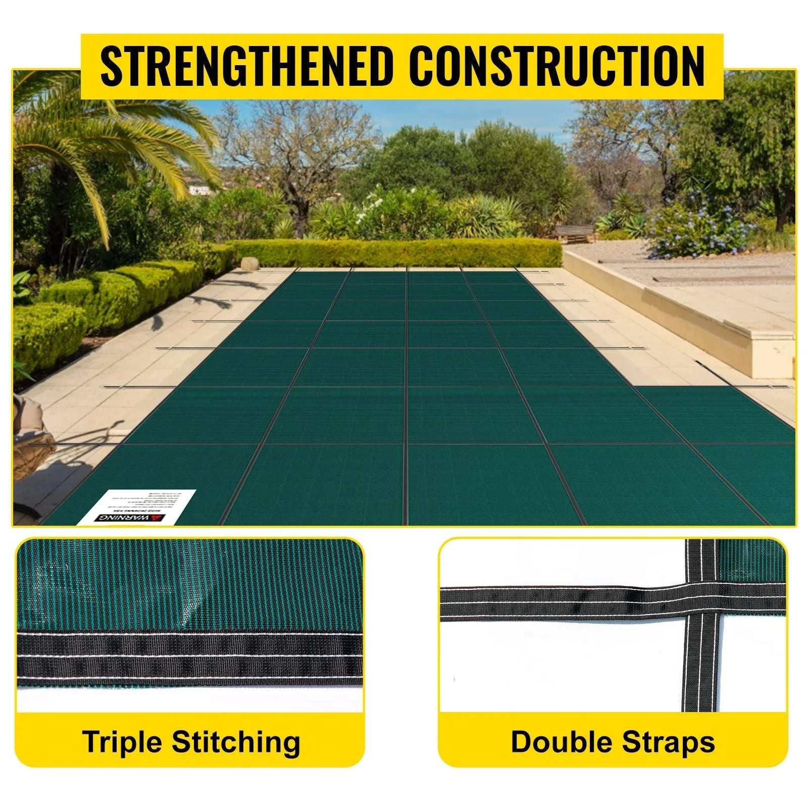 Inground Pool Safety Cover with Mesh Drain & Secure Anchors-20 x 40 ft / United States
