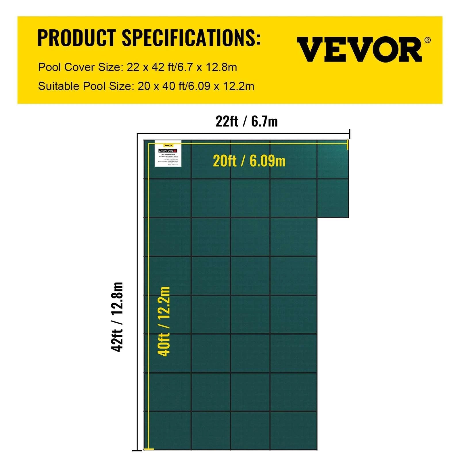 Inground Pool Safety Cover with Mesh Drain & Secure Anchors-20 x 40 ft / United States