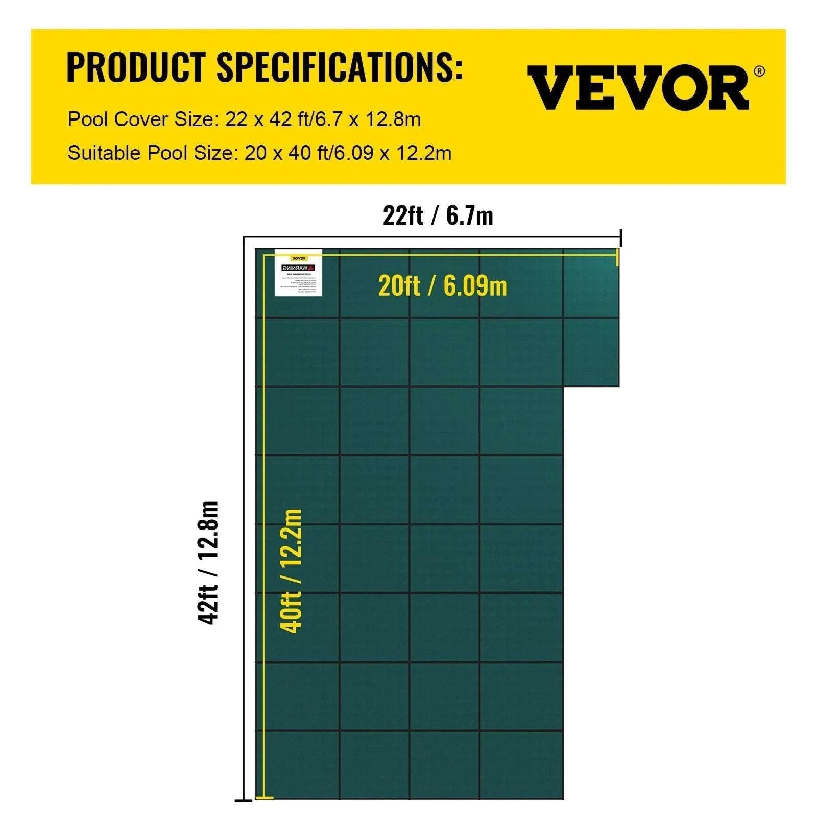 Inground Pool Safety Cover with Mesh Drain & Secure Anchors-20 x 40 ft / United States