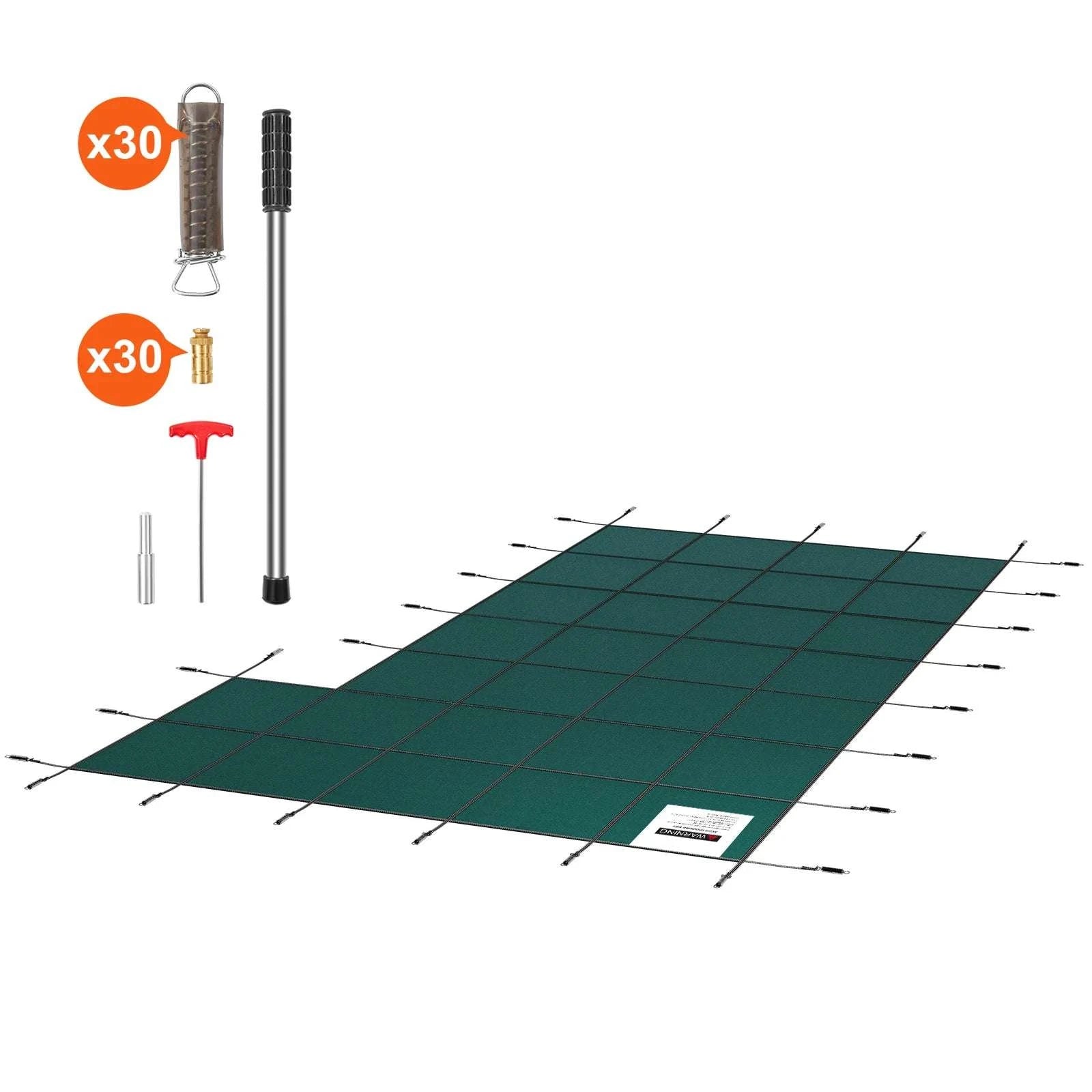 Inground Pool Safety Cover with Mesh Drain & Secure Anchors-20 x 40 ft / United States