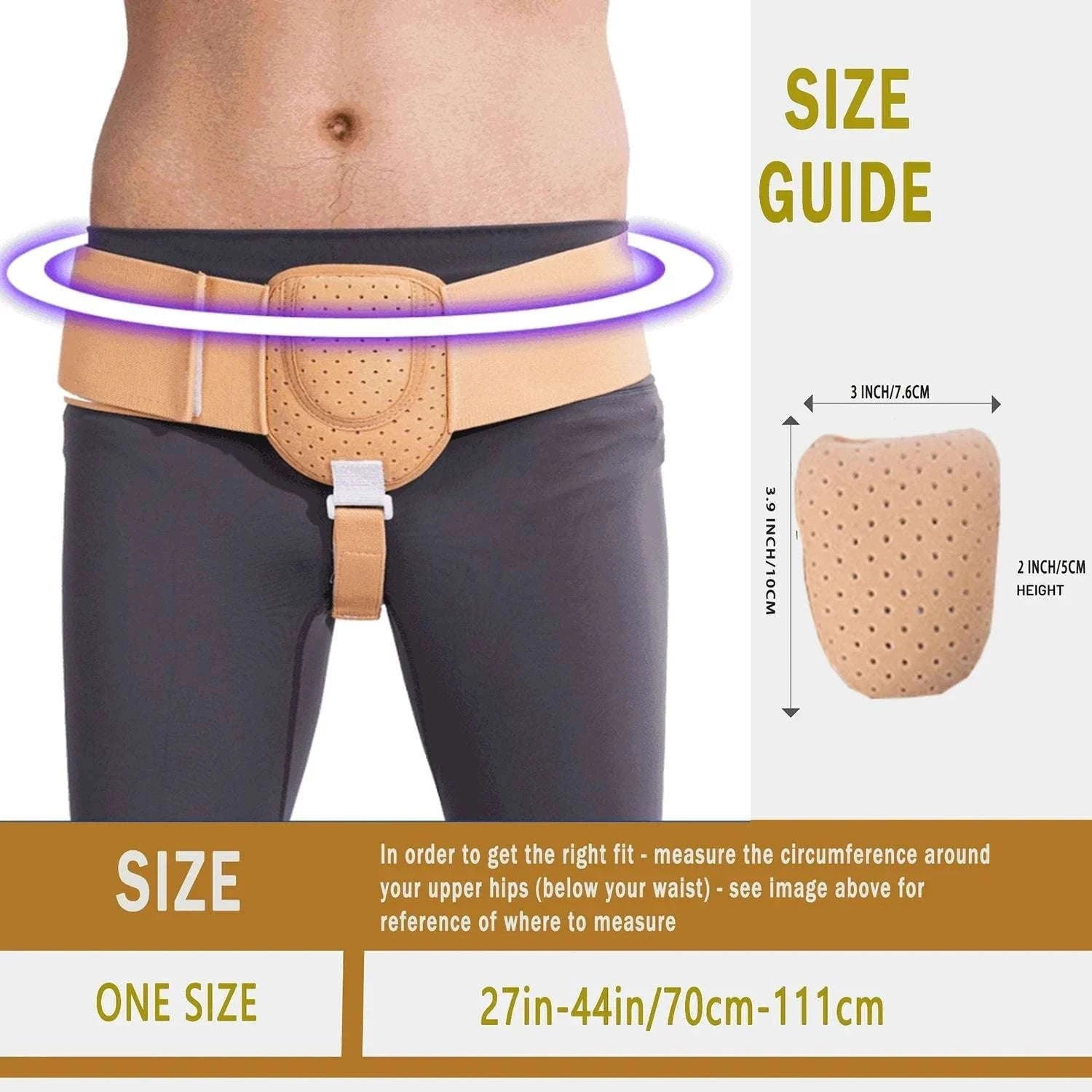 Inguinal Hernia Support Belt – Breathable Truss Strap for Daily Relief-GERMANY / khaki / ONE SIZE