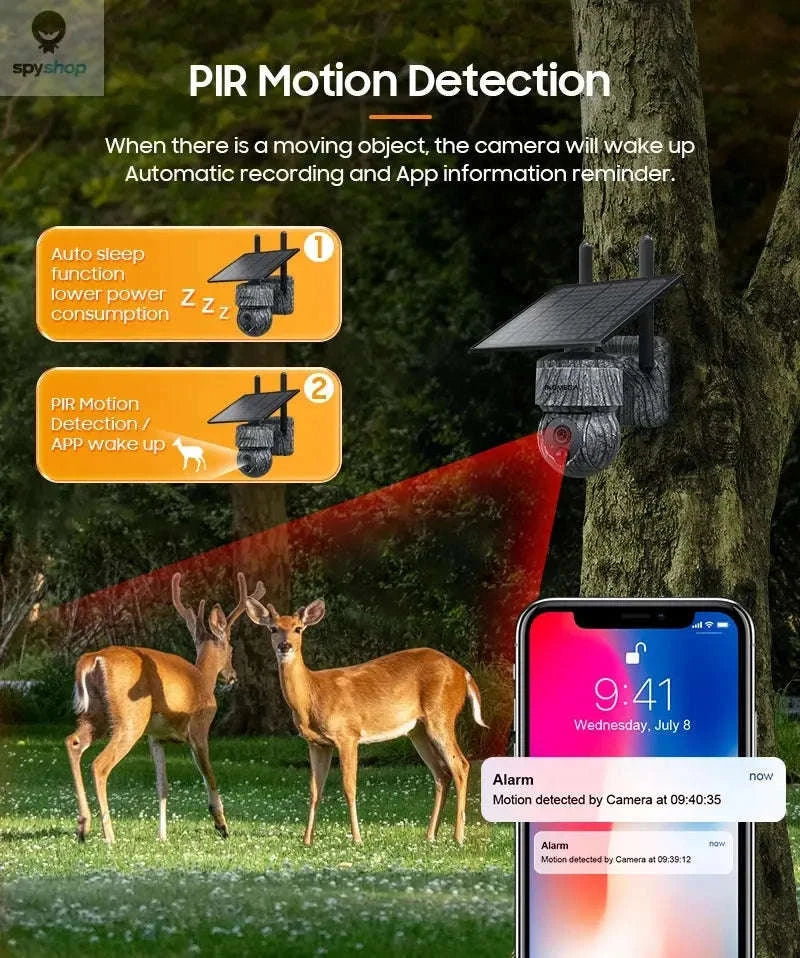 INQMEGA Solar PTZ Security Camera – 5MP Wireless, Night Vision, 4G/WiFi-5MP WIFI 128GB / Saudi Arabia