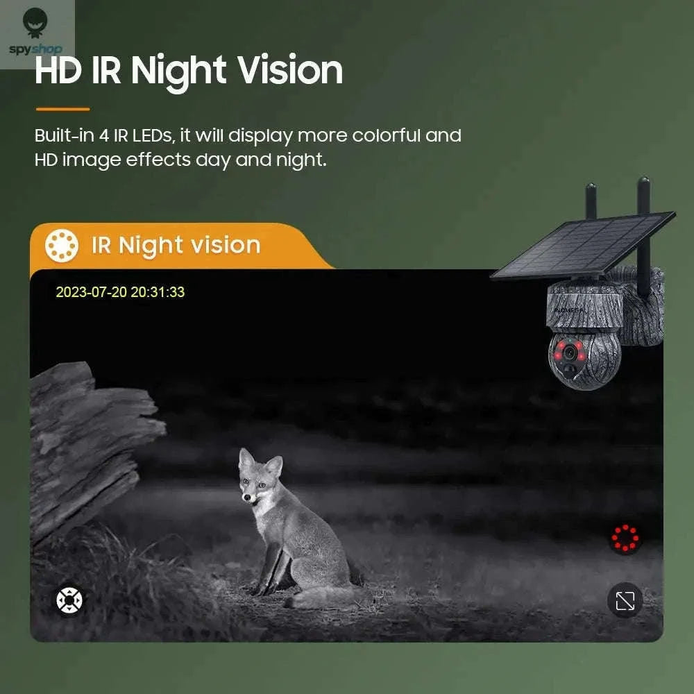 INQMEGA Solar PTZ Security Camera 5MP Wireless Night Vision-5MP WIFI 128GB / Saudi Arabia