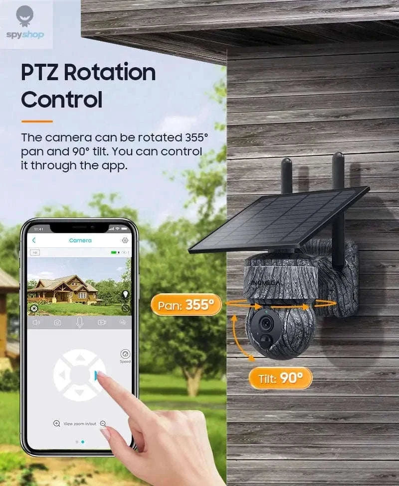 INQMEGA Solar PTZ Security Camera 5MP Wireless Night Vision-5MP WIFI 128GB / Saudi Arabia