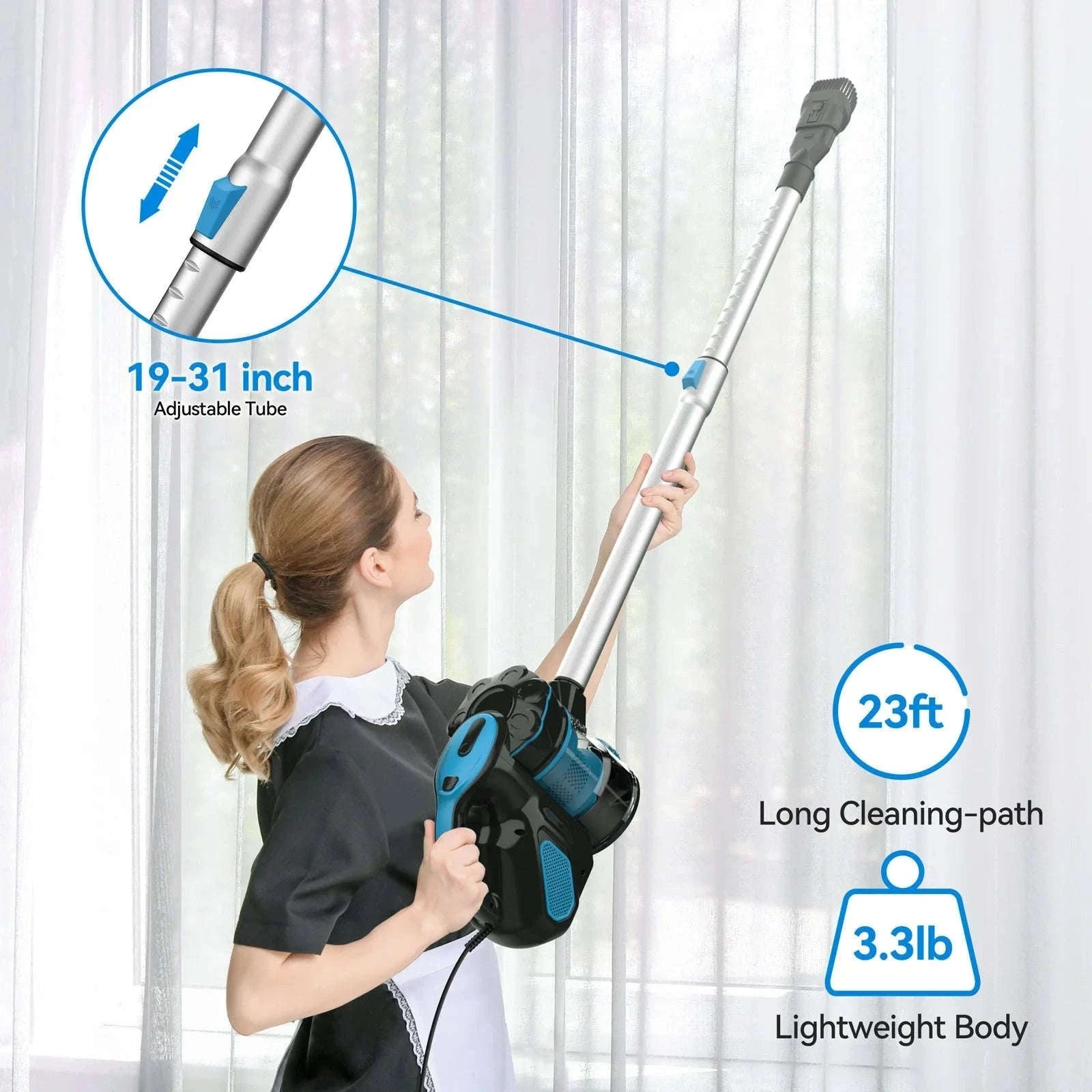 INSE I5 Corded Stick Vacuum 600W 18Kpa Lightweight 2-in-1 Cleaner-Red / EU / GERMANY