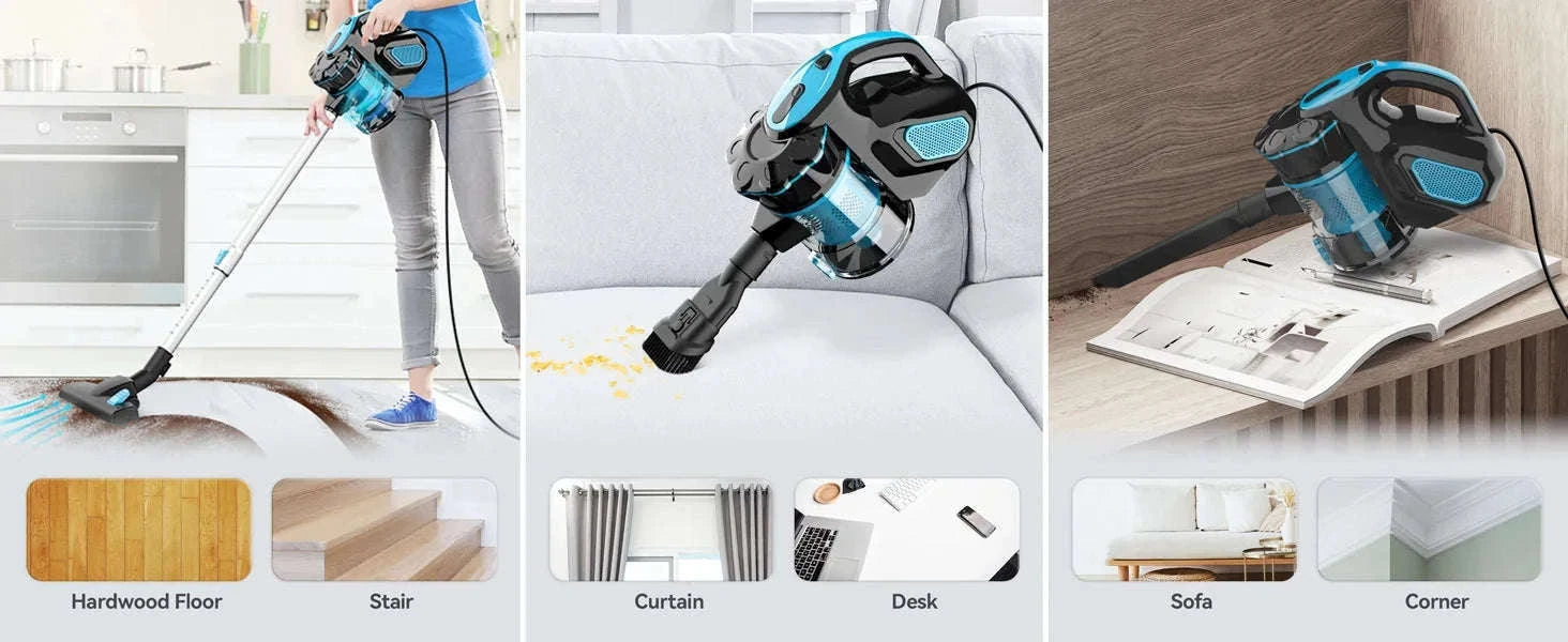 INSE I5 Corded Stick Vacuum 600W 18Kpa Lightweight 2-in-1 Cleaner-Red / EU / GERMANY