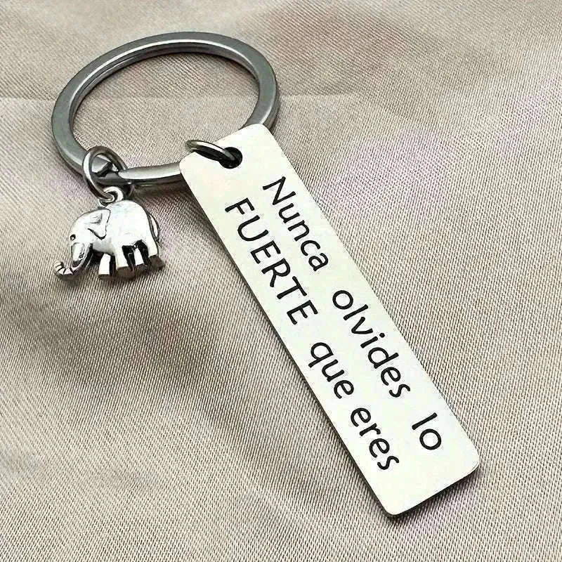 Inspirational Elephant Stainless Steel Keychain Charm-MULTI
