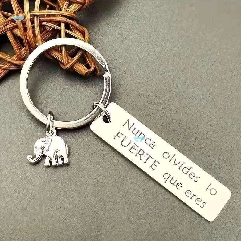 Inspirational Elephant Stainless Steel Keychain Charm-MULTI