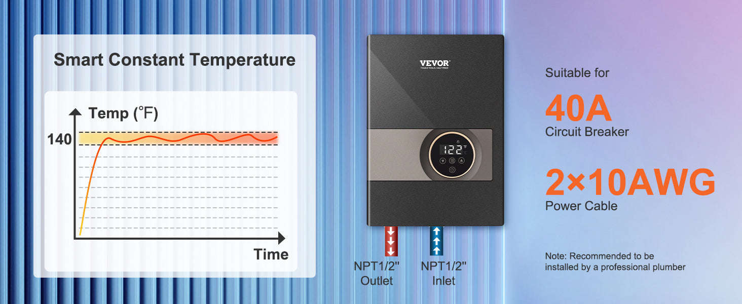 Instant Electric Water Heater 8 kW Digital Display Wall Mounted-14kw / United States
