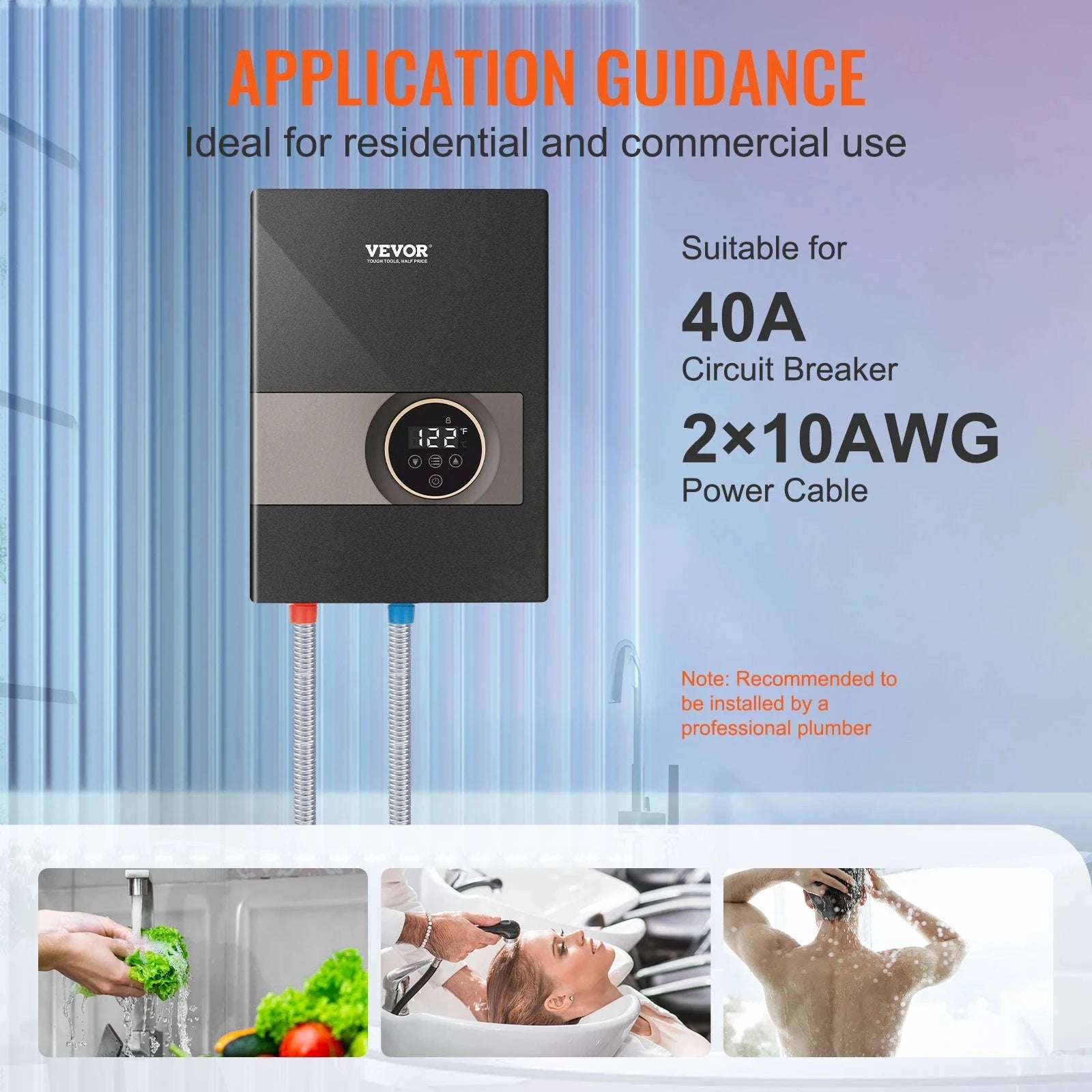 Instant Electric Water Heater 8 kW Digital Display Wall Mounted-14kw / United States