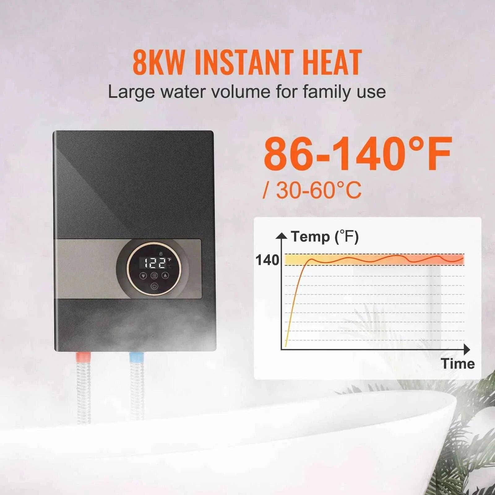 Instant Electric Water Heater 8 kW Digital Display Wall Mounted-14kw / United States