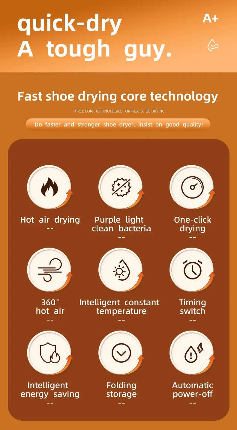 Intelligent Shoe Dryer with Deodorizing and Sterilizing Technology-White EU / EU / China Mainland