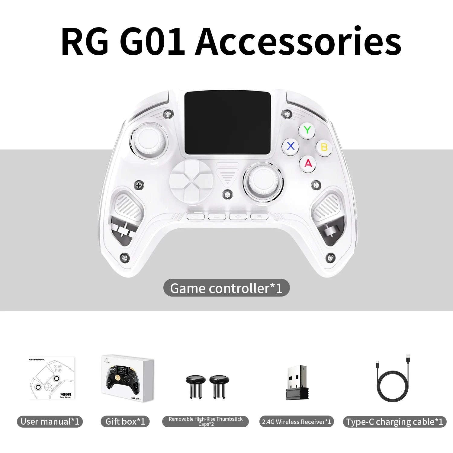 Interactive Screen Wireless Gaming Controller for PC, Steam, Linux, Android, Switch, iOS-Yellow / United States