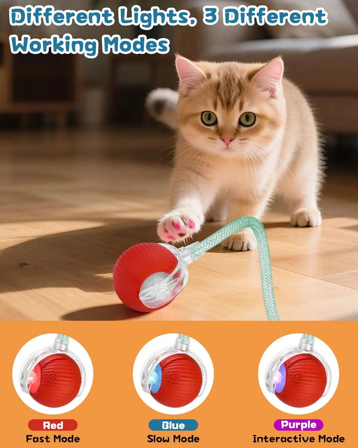 Interactive Smart Cat Toy Ball-Red Plush Ball / New Version