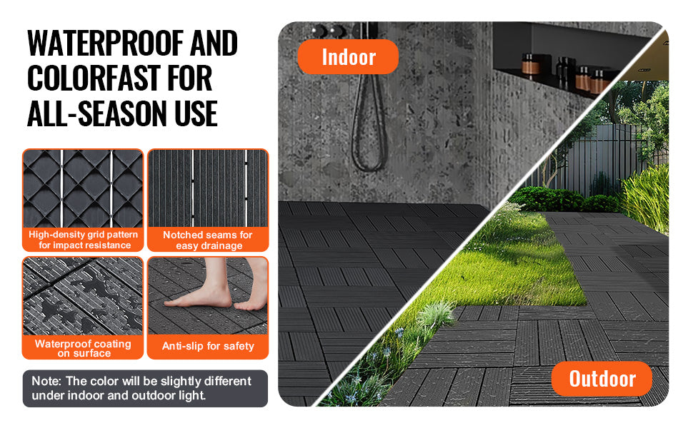 Interlocking Deck Tiles Waterproof Outdoor Flooring for Patio and Poolside