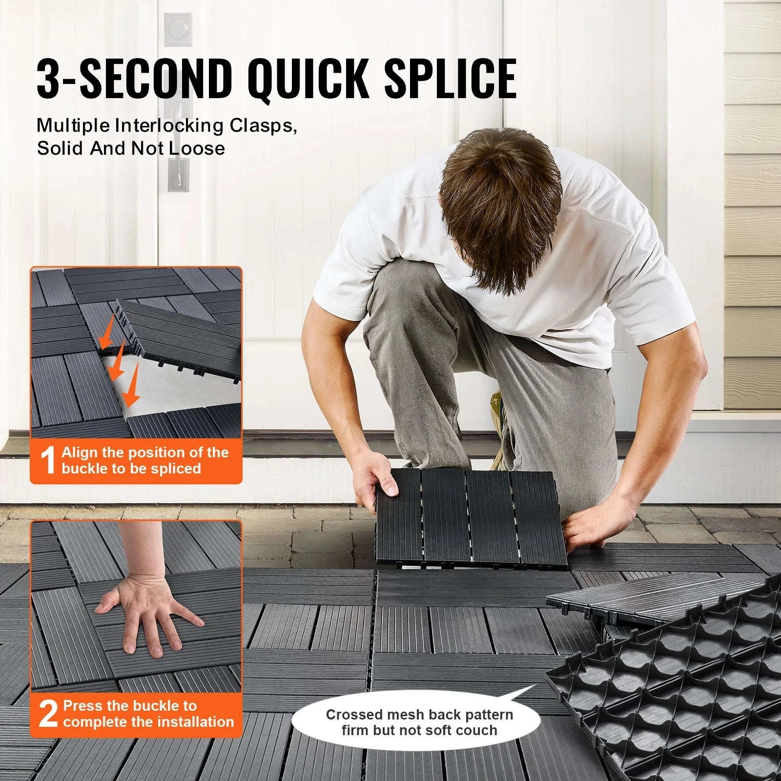 Interlocking Deck Tiles Waterproof Outdoor Flooring for Patio and Poolside-54pcs Dark Brown / United States