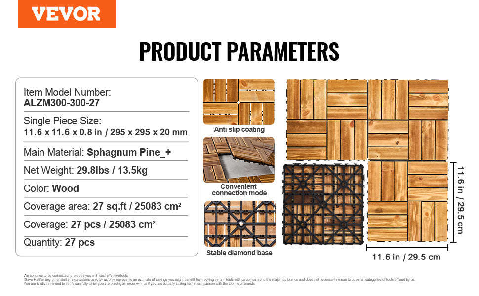 Interlocking Deck Tiles Waterproof Outdoor Flooring for Patio and Poolside-54pcs Dark Brown / United States
