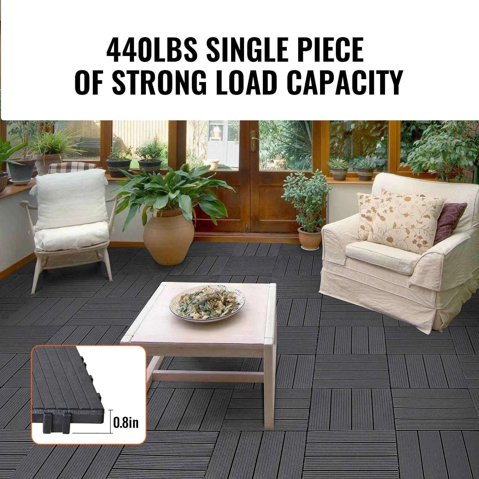 Interlocking Deck Tiles Waterproof Outdoor Flooring for Patio and Poolside-54pcs Dark Brown / United States