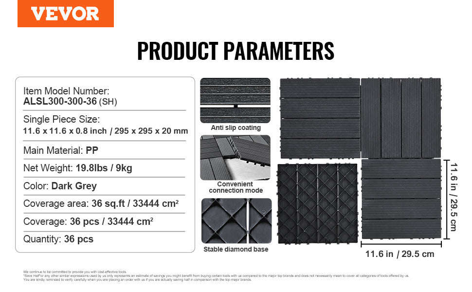 Interlocking Deck Tiles Waterproof Outdoor Flooring for Patio and Poolside-54pcs Dark Brown / United States
