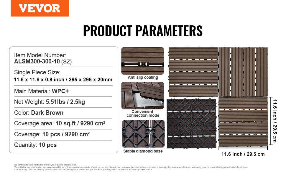 Interlocking Deck Tiles Waterproof Outdoor Flooring for Patio and Poolside-54pcs Dark Brown / United States