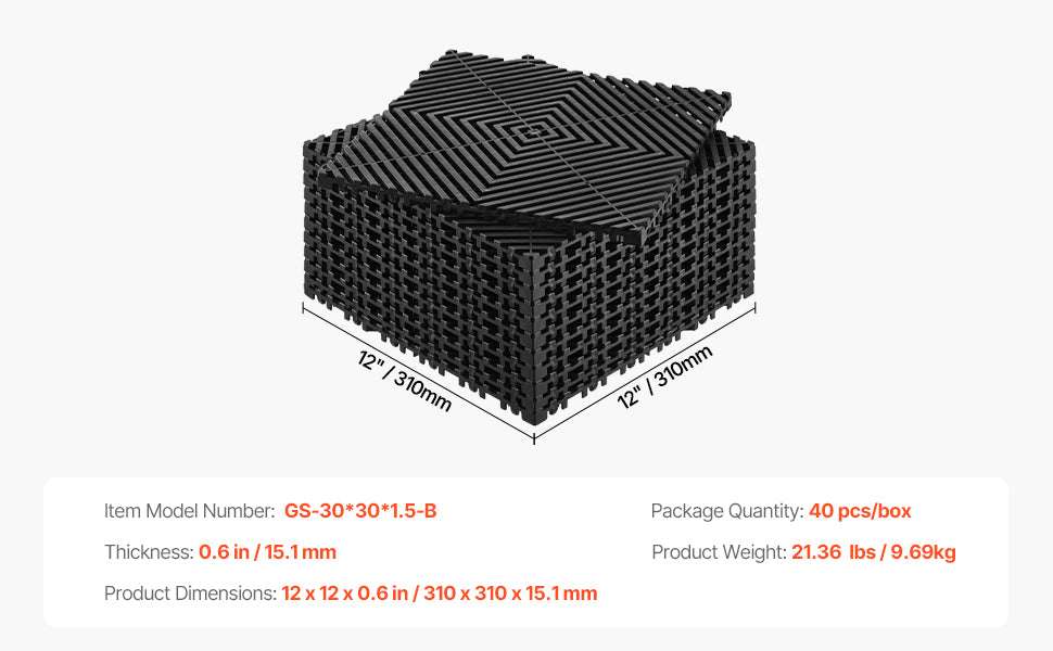 Interlocking Drainage Floor Mats 12x12in Non-Slip Modular Tiles-40 PCS Gray / United States