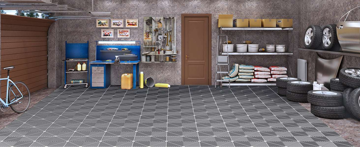 Interlocking Drainage Floor Tiles 12x12 Non-Slip Modular Mats-50pcs Black / United States