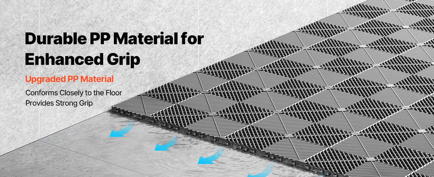Interlocking Drainage Floor Tiles 12x12 Non-Slip Modular Mats-50pcs Black / United States