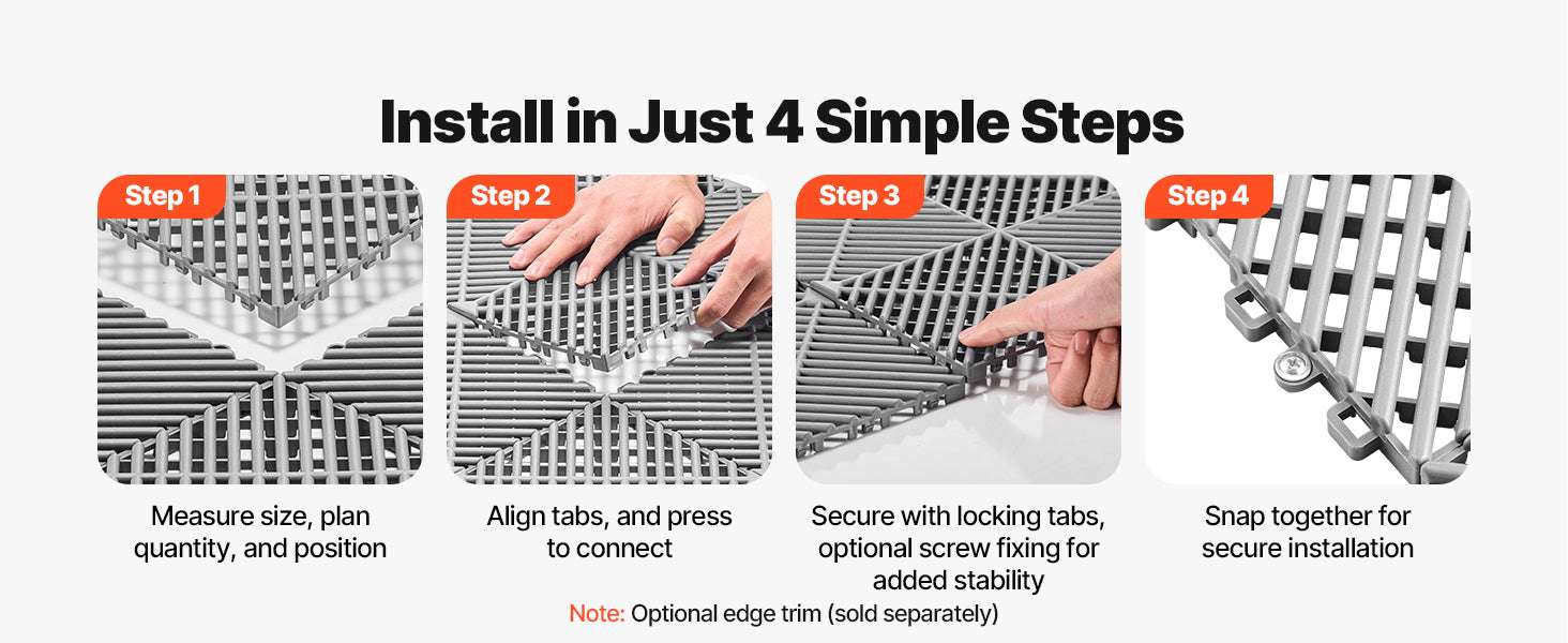 Interlocking Drainage Floor Tiles 12x12 Non-Slip Modular Mats-50pcs Black / United States