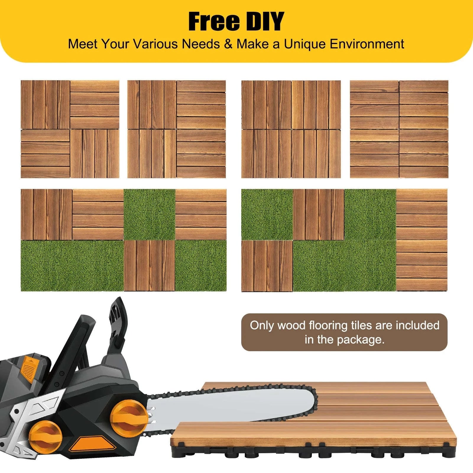 Interlocking Patio Deck Tiles – 36‑Pack Hardwood Flooring Tiles-Brown / GERMANY